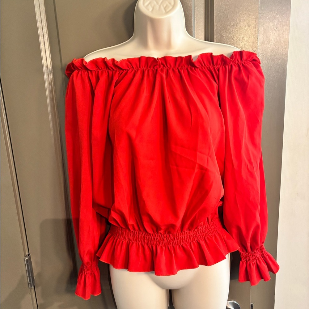 Elegant Red Off-Shoulder Women's Top